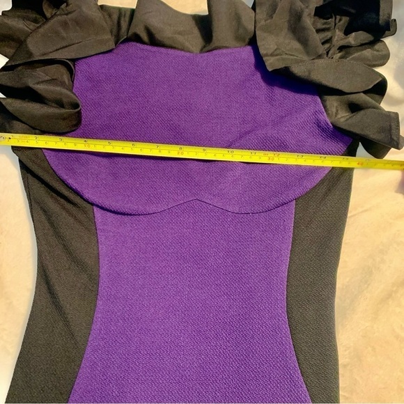 NWT Bodycon Dress Small Fashionomics Purple Black Color Block Ruffled Color Slvs - Picture 15 of 15